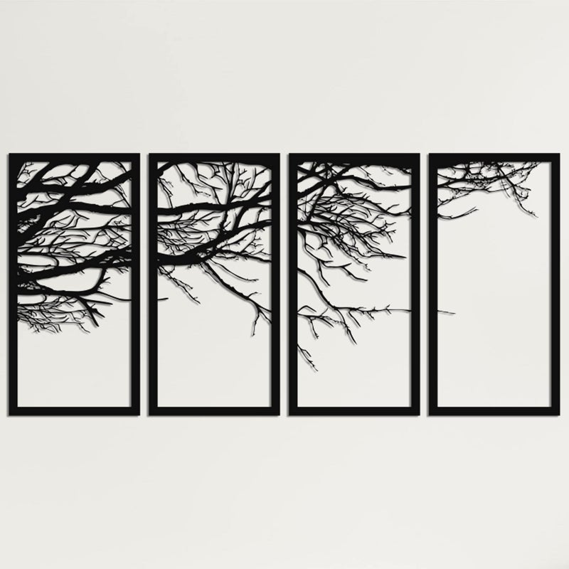 DEKADRON Metal Wall Art - Tree of Life 4 Pieces, Tree Sign, Wall Decor, Interior Decoration, Housewarming Gift, 4 Panels (40" W x 20" H / 100x50 cm) - Image 1